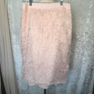 Banana Republic Blush Pink Eyelash Fringe Pencil Skirt Size 2 Petite